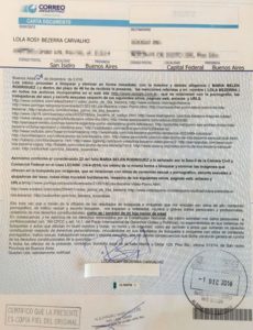 Carta documento de intimación a los buscadores